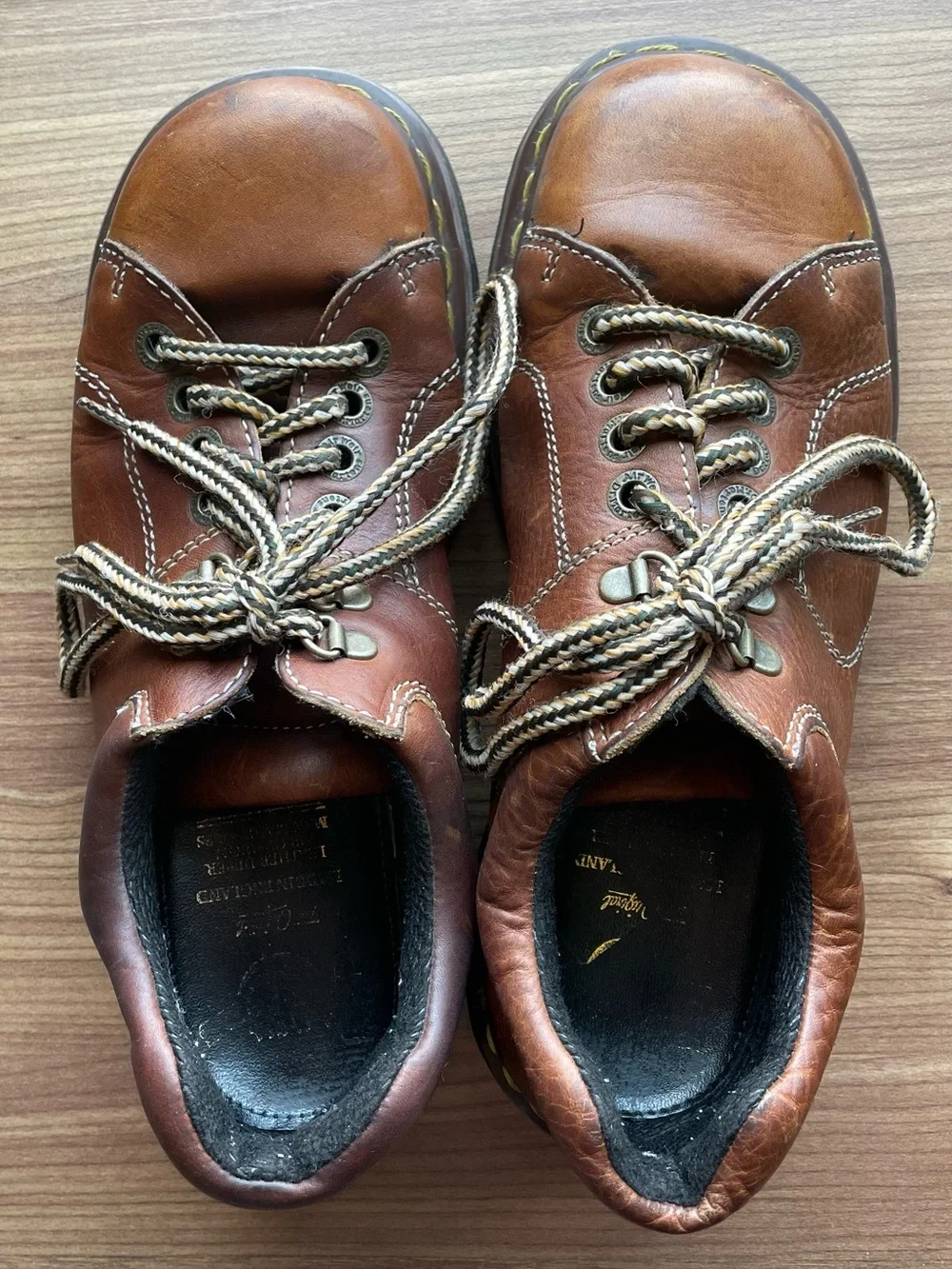 VTG Dr. Martens 8A40 Brown Leather Platform Oxfords Made in England Chunky Men 8